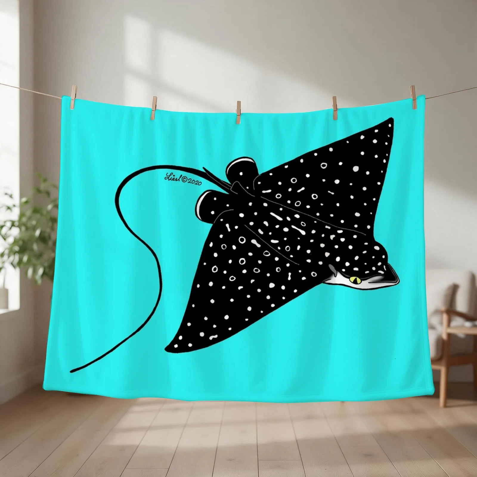 Spotted Eagle Ray Pup Throw Blanket Thins Stuffeds For Sofa Thin Blankets For Bed Blankets
