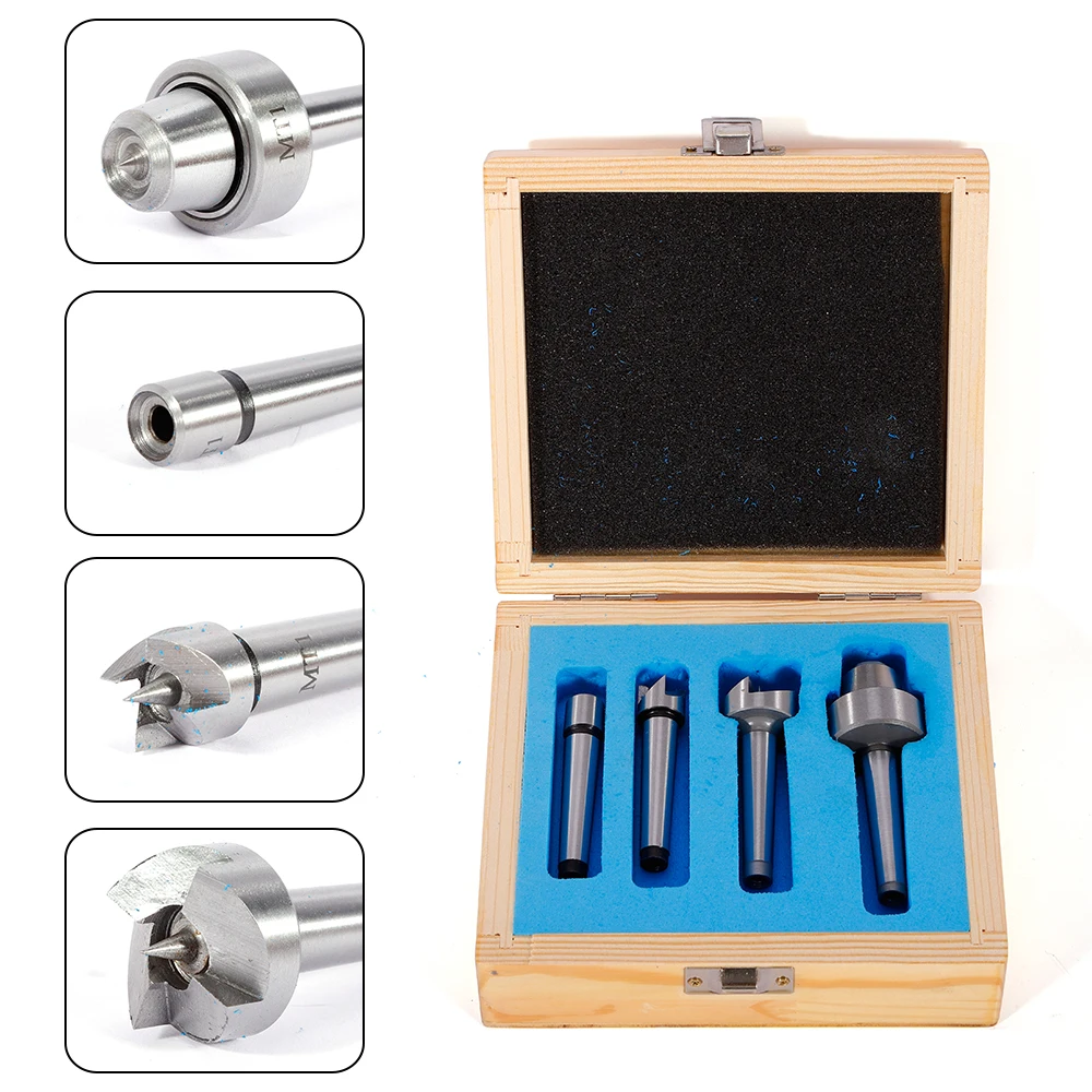 4-piece Special Driver Tool Set Silver High Carbon Steel Spur Driver W/ Spur Center Cupped Dead Center Liver Center Wooden Case