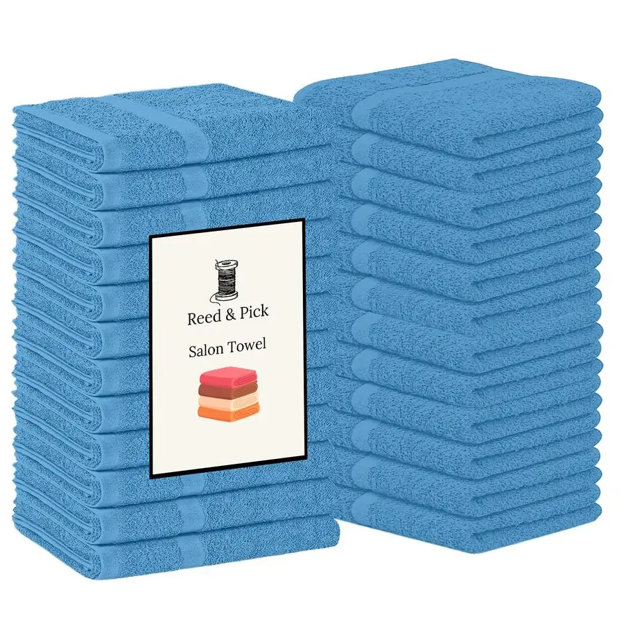

Towels Pack of 24 Light Blue Economy Towels Salon Towels 100 Cotton Spa Towel 16 x 26 Inches Highly Absorbable, Facial Gym Hair