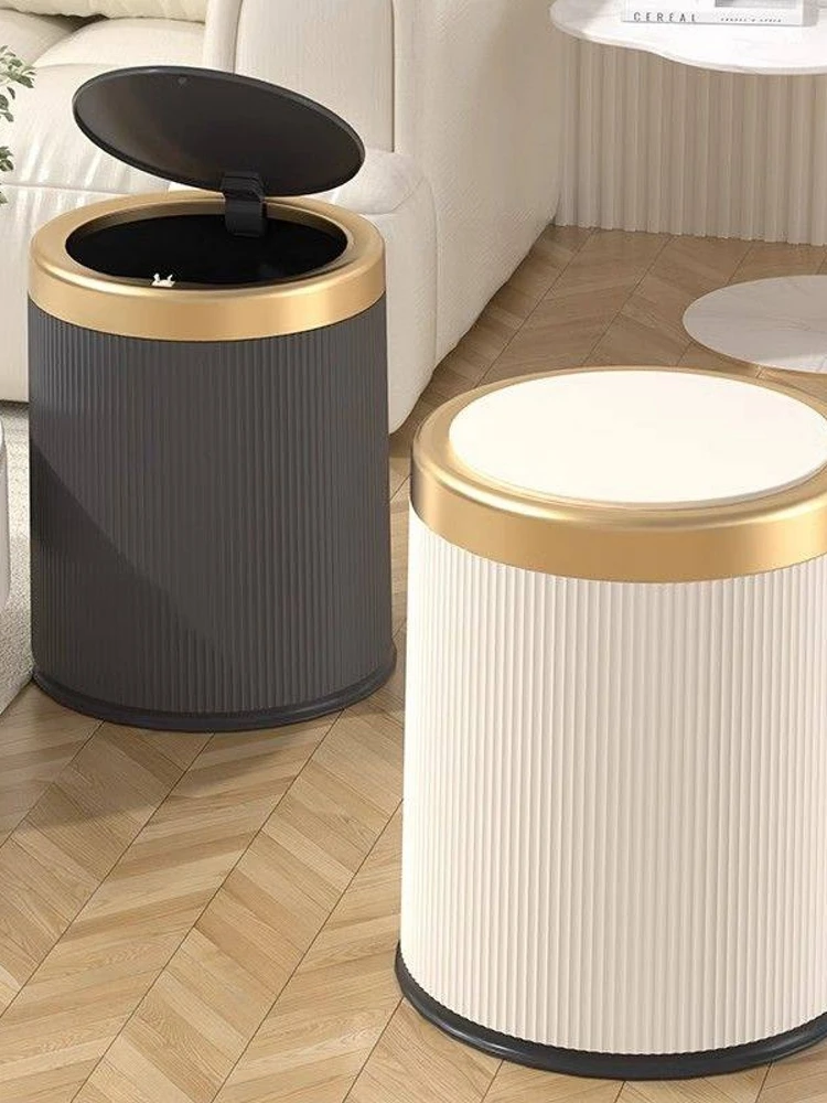 

Роскошная большая мусорная корзина с крышкой для дома, спальни, гостиной, с высоким эстетическим качеством, сенсорная мусорная корзина