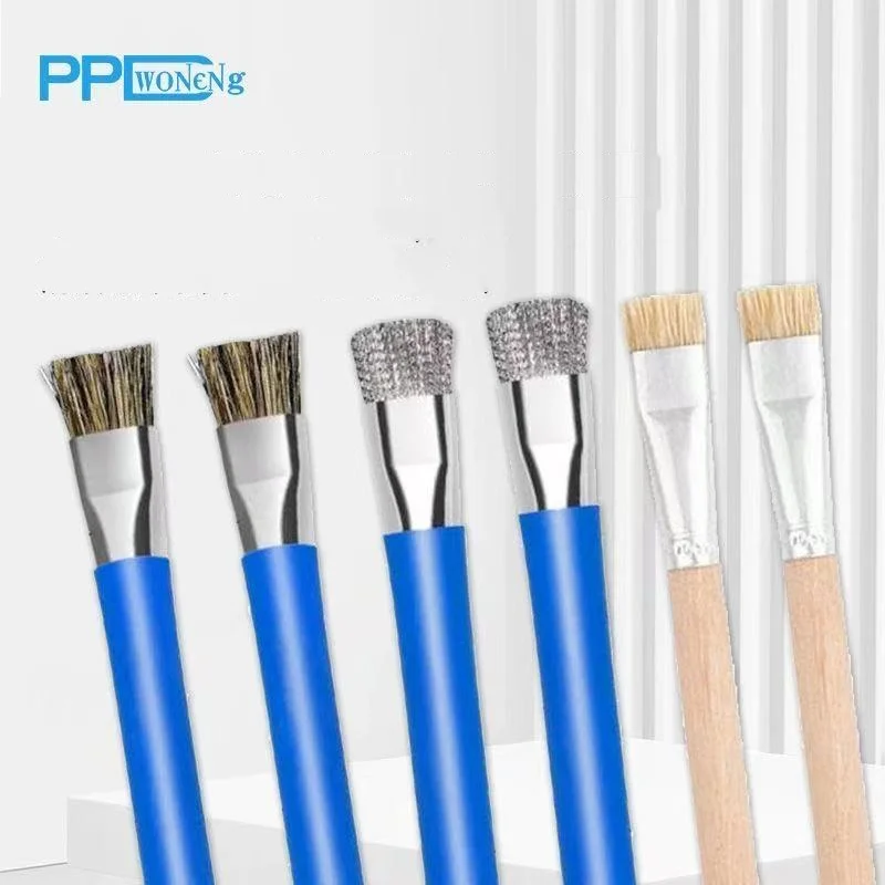 

PPD Metal Handle Brush for Mobile Phone Motherboard Repair Hard Bristle IC Pad Cleaning Brush Anti-Shedding Flux Cleaning Brush