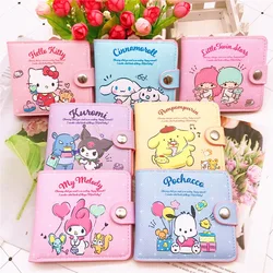 Sanurgente-Hello Kitty Cinnamoroll, My Melody Kuromi, PU Casual Money Bag, Coin Purse, Card Package Wallet with Buttons, New