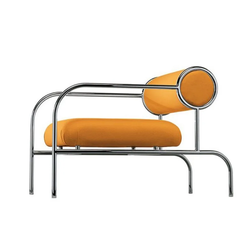 

Medieval designer stainless steel single sofa chair living room modern simple leisure chair clothing store Bauhaus single chair