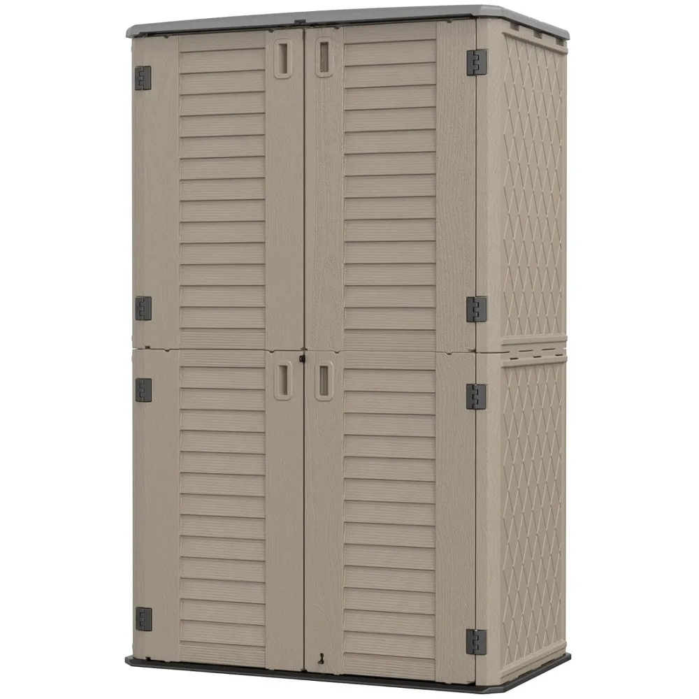 Outdoor Storage Shed Weather Resistant Waterproof Cabinet for Garden Tools Lawnmower Garbage Cans, 53 cu ft, Custom
