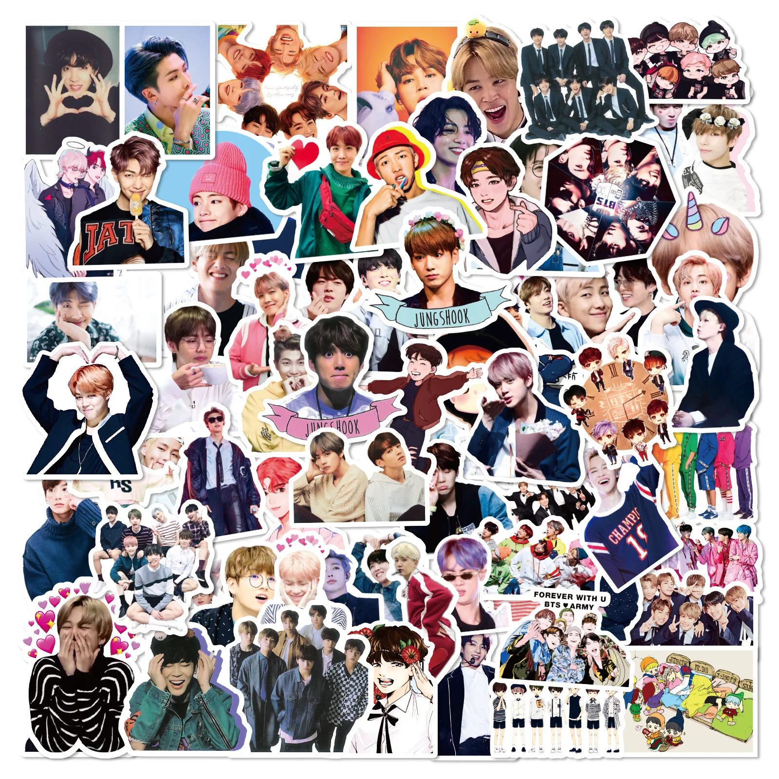 50/100 adet BTS Idol Karikatür Çıkartmalar Kawaii Hayranları Hediye Araba Kaykay tekerlekli çanta Dizüstü telefon kılıfı Dekorasyon Çıkartmaları Oyuncak