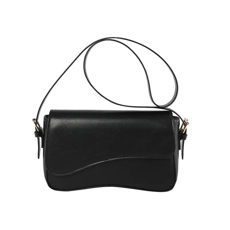 Vintage Leather Crossbody Bags for Women 2024 Designer Female Small Flap Shoulder Underarm Bag Armpit Handbags and Purses