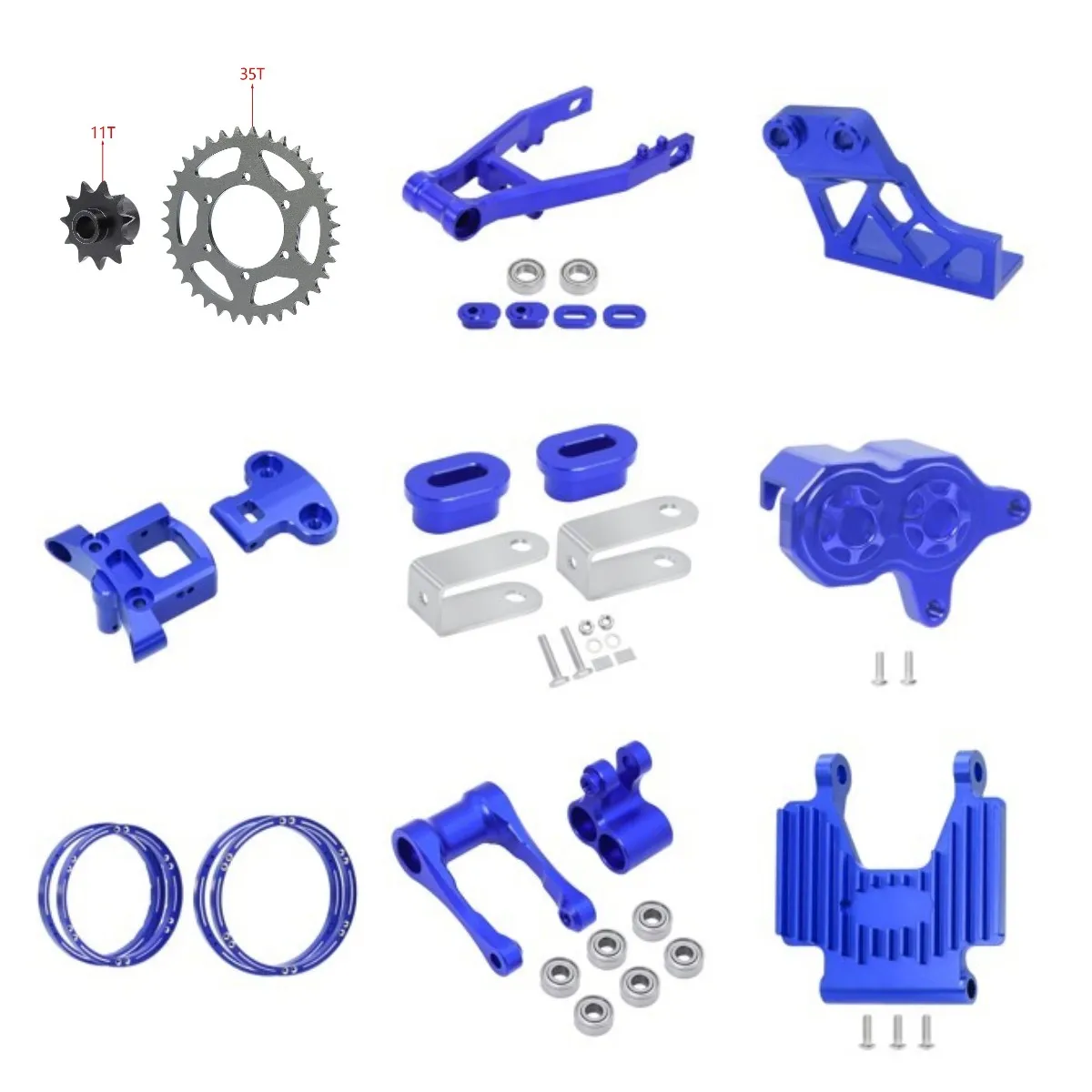 1/4 LOSI Promoto-MX Motorcycle Swing Arm Faucet Seat 35T/11T Gear Reinforcement Ring Chain Tension/Connector/Calliper Chain Part