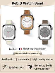 Kebitt Women High Quality Genuine Cow Leather Band For Apple Watch Ultra Series 10 9 8 7 6 Strap Iwatch Bracelet 41MM 42mm 46mm