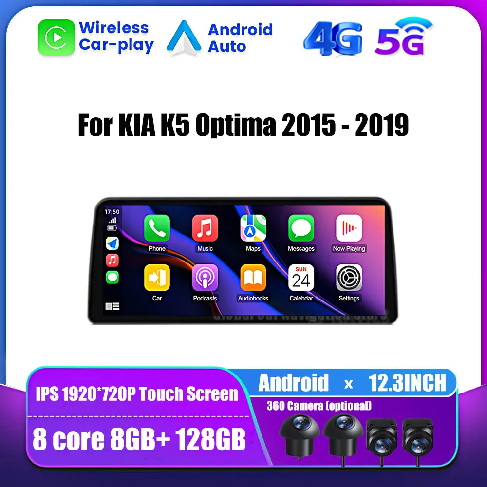 

12,3 'Android OS для KIA K5 Optima 2015-2019 1920*720P 4G LTE BT WIFI Carpaly автомобильный радиоплеер навигация GPS радио мультимедиа