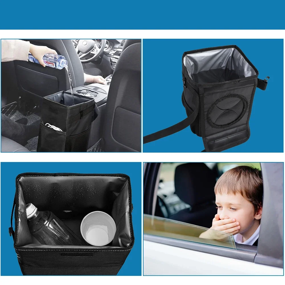 Auto-Mülleimer mit Deckel - Auslaufsicherer Abfalleimer fürs Auto, Zusammenklappbarer Organizer und Aufbewahrungstasche für Auto und LKW, Auto-Zubehör – Detail 12