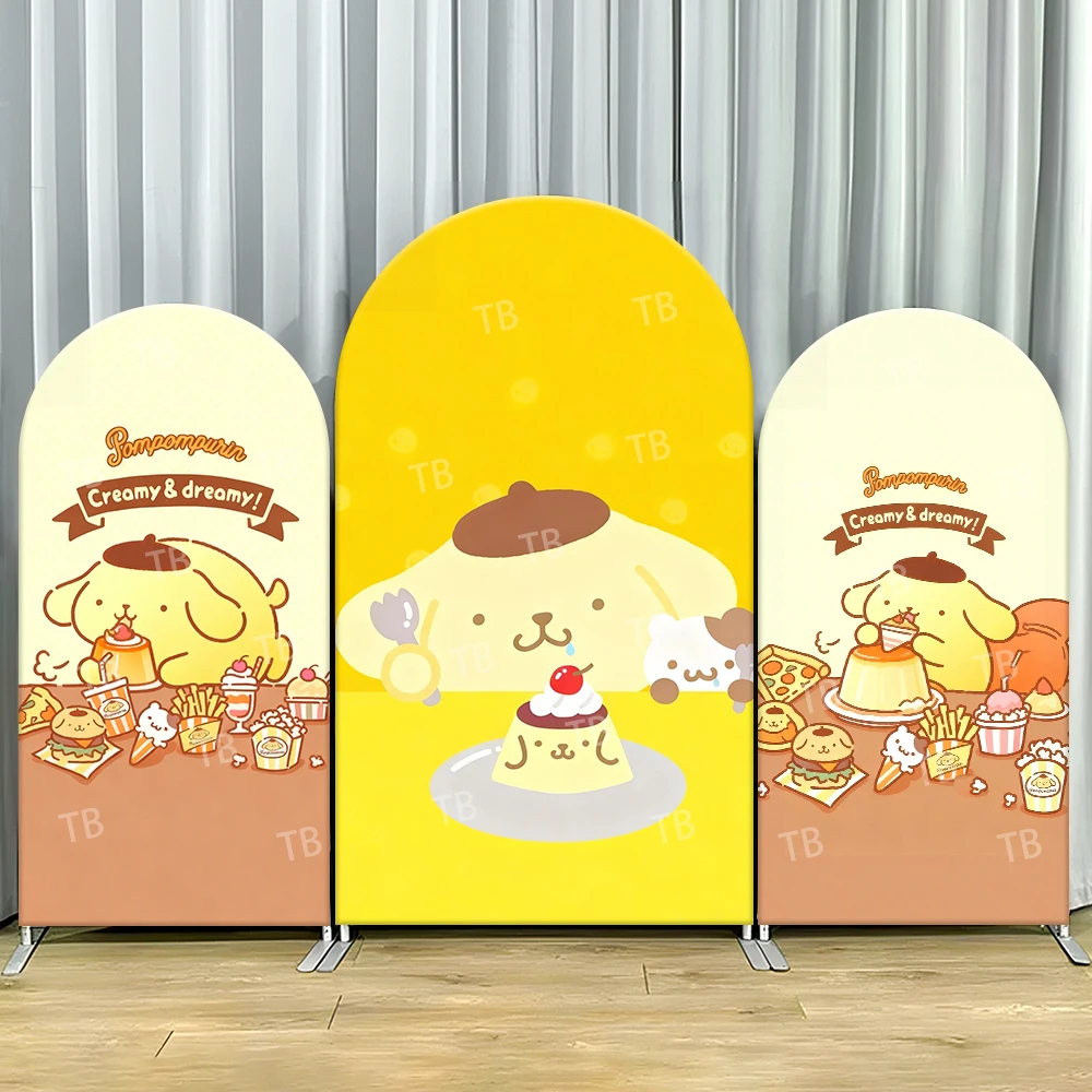 

TB Sanrio Pompompurin Theme Arch Backdrop Cover Dessert for Kids Birthday Party Decor Photo Background Wall Baby Shower Props