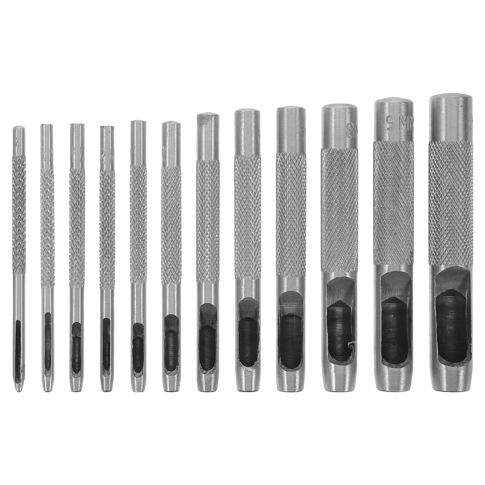 

12Pcs Round Punch Kit Professional Hollow Punch Tools for Belt Hole Making Multi-Size 1-10Mm Manual Circle Hole Puncher