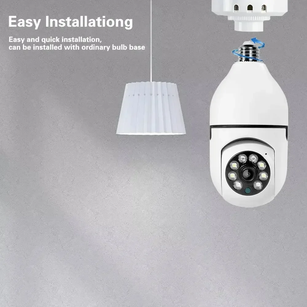 5MP TUYA Visione notturna a colori Telecamera Wifi senza fili Telecamera di sicurezza intelligente 360 Ruota Wifi IP PTZ Lampadina Telecamera per la casa all'aperto