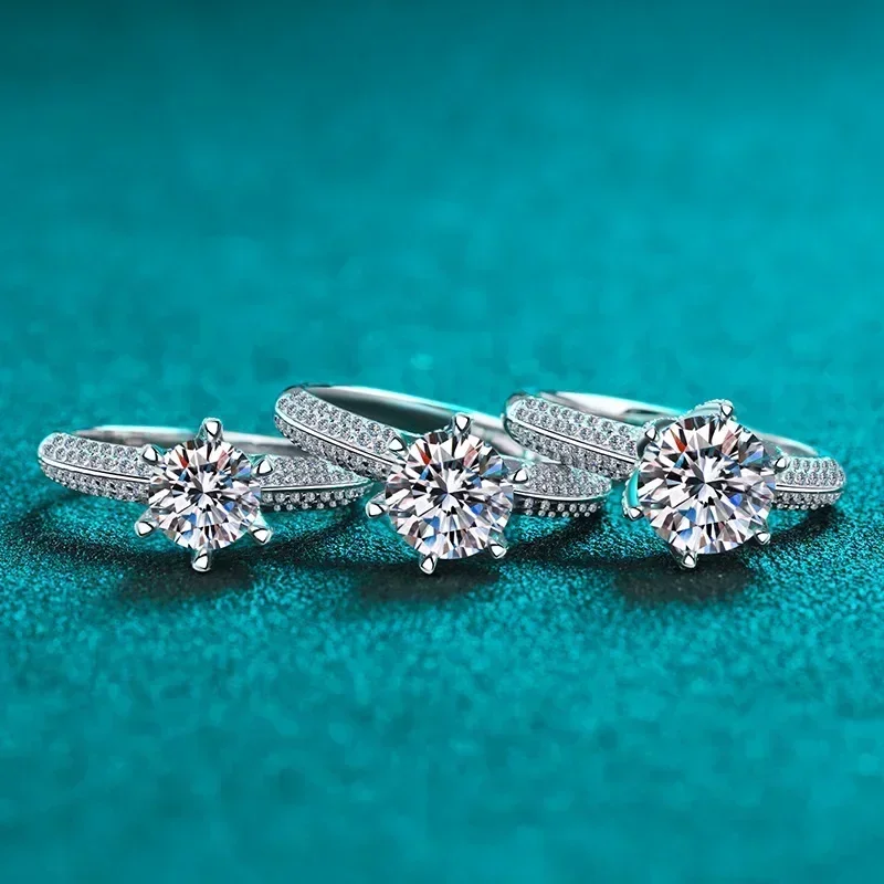 

Quality PT950 White Gold 1/2Carat Moissanite Rings, Six-pronged VVS1 D Color Ring Best Anniversary Gift for Women Lover Jewelry