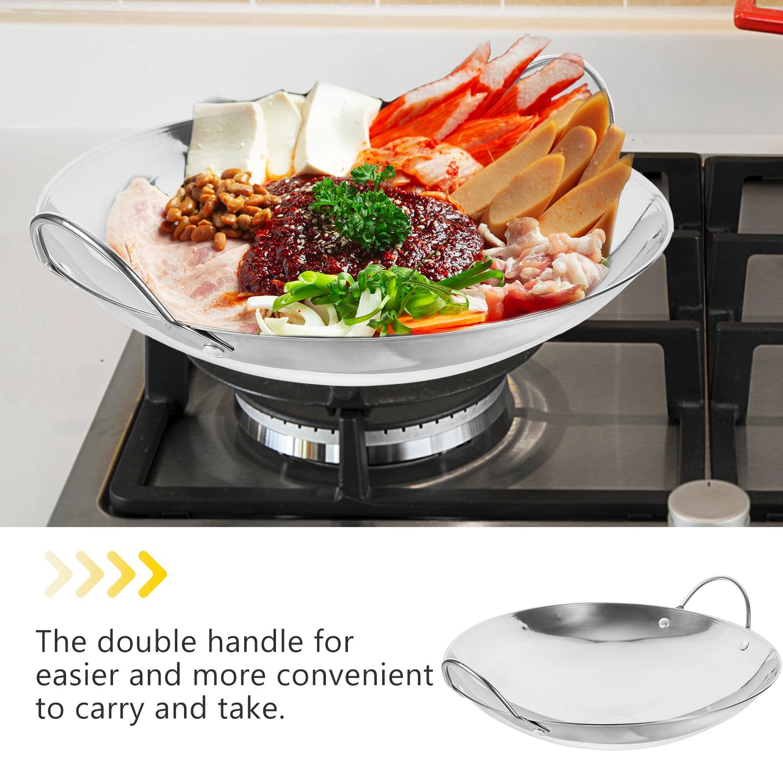 

Stainless Steel Anti-overflow 10 Inch Thick Bottom Pot Non-stick Easy Clean Portable Cooking Pan Hot Pot Kitchenware Household