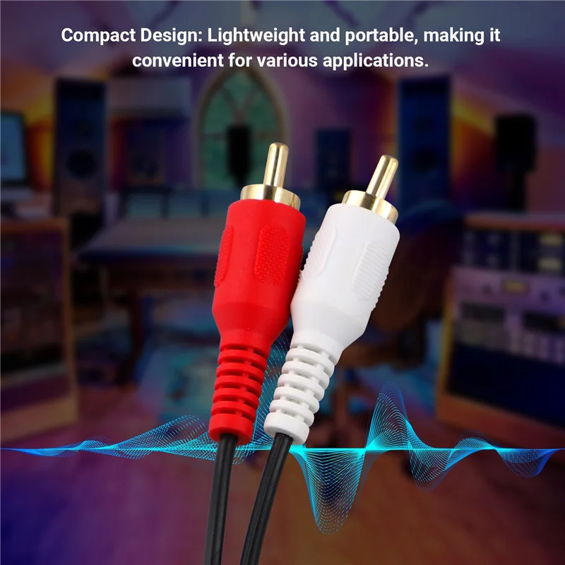 Excellent-DC3.5Mm Stereo e RCA Rosso Bianco Segnale audio Balun su cavo Cat5/6 RJ45 femmina a DC3.5Mm e 2 cavi audio Xrca