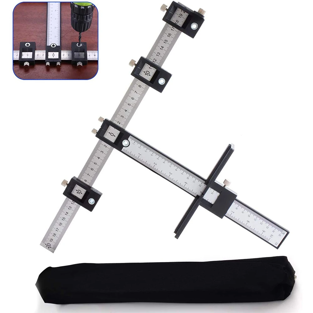 Punch Locator Tool,Adjustable drill Template Guide Tool, Drilling Holes for Installation of Doors Drawer Handles Knobs Pull