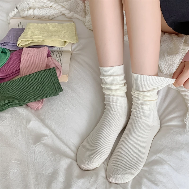 New Socks For Women Cotton Breathable Plain Basic Simple Girls Crew Socks Casual Candy Color Comfortable Fresh Colorful Socks