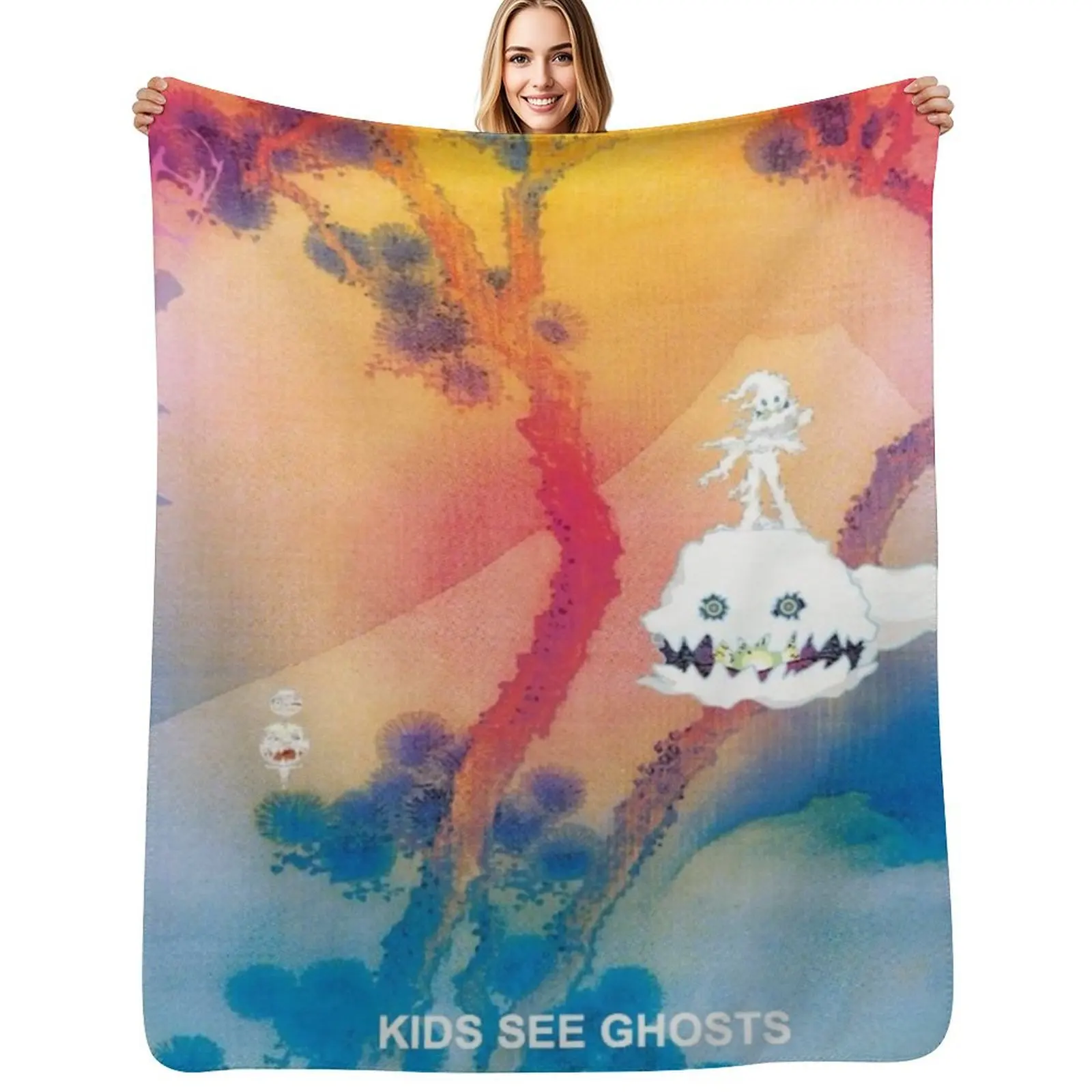 

KIDS SEE GHOSTS MERCH Throw Blanket Vintage Bed Designers Kid'S Blankets