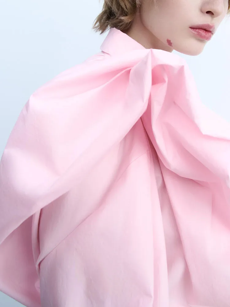 

Spring New Arrival Women's Sweet Collar Long Sve Blouse Fluffy oulder Silk irt Commute Sle Loose Fit Pure Color