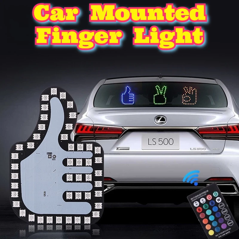 Op de auto gemonteerd vingerlicht Gebaarlamp Voertuig Multifunctioneel waarschuwingswaarschuwing Achterbotsingspreventie Interactief handpalmlicht