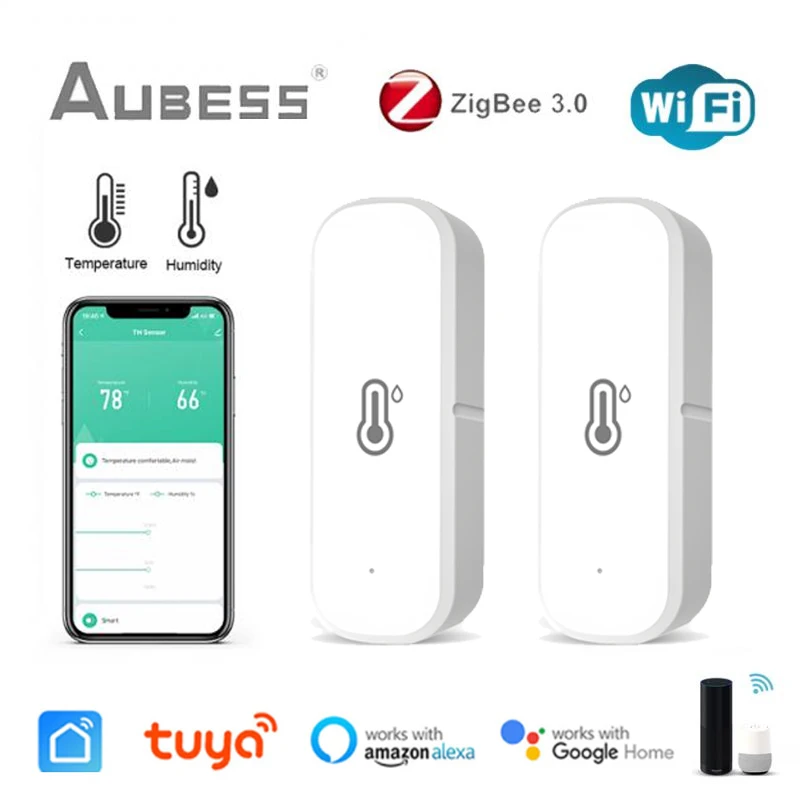 Tuya Zigbee/WiFi Smart Temperature Humidity Sensor Smart LifeAPP Control Smart Home Thermometer For Alexa Google Assistant home