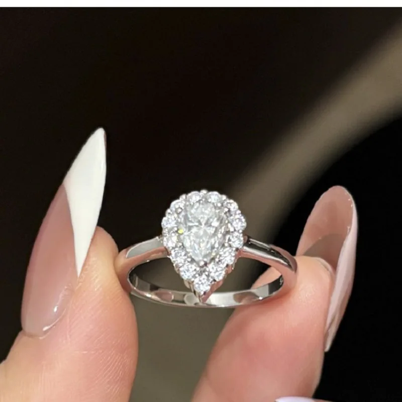 

Apaison Exquisite Sparkling 5x8mm 1 Carat Moissanite Women Ring - Wedding Engagement Anniversary Gold Plated Jewelry Gift