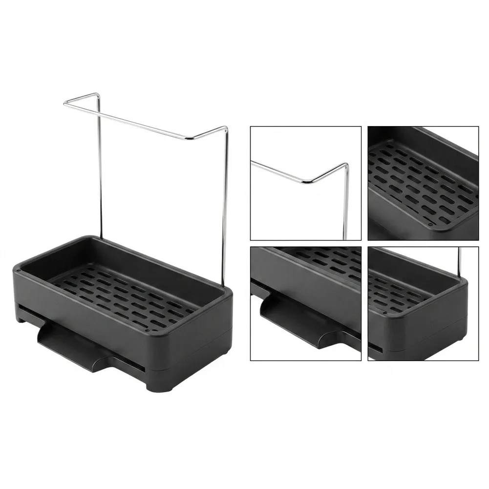 For Kitchen Sink Caddy with Detachable Towel Bar and Hollow Drain Design for Keeping Countertop Dry and Organized