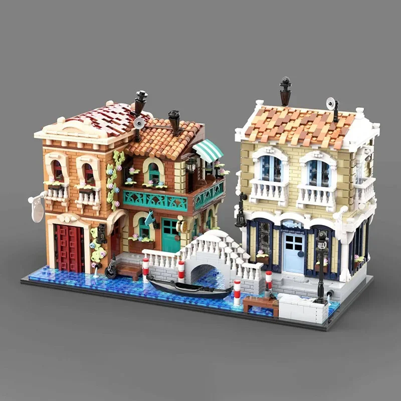 City Building Model Moc Building Blocks Little Venice Technology Bricks Christmas Assembly Street View Toys Constructrion Gifts