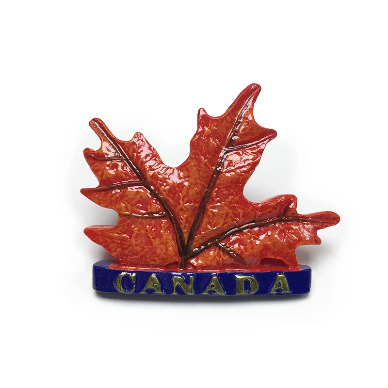 Canada Creative Handmade Painted Red Maple Leaf Cultural and Creative Magnetic Fridge Magnet Travel Souvenir Home Decoration