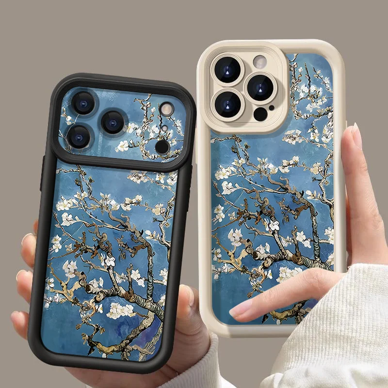 White Flowers Branches Case For iPhone 17 Pro Max Funda iPhone 16 Pro Max 11 12 13 14 15 16E 18 Shockproof Silicone Soft Cover