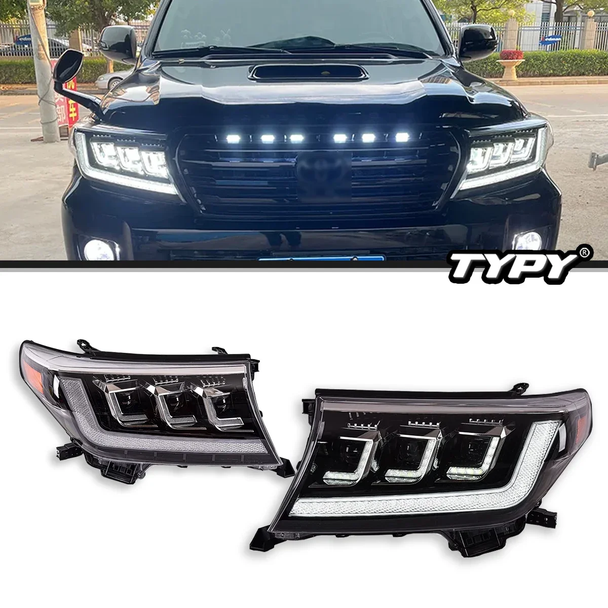 

Автомобильные фары TYPY для Toyota Land Cruiser 2008-2015, светодиодные фары для проектора, дневные ходовые огни, автомобильные аксессуары