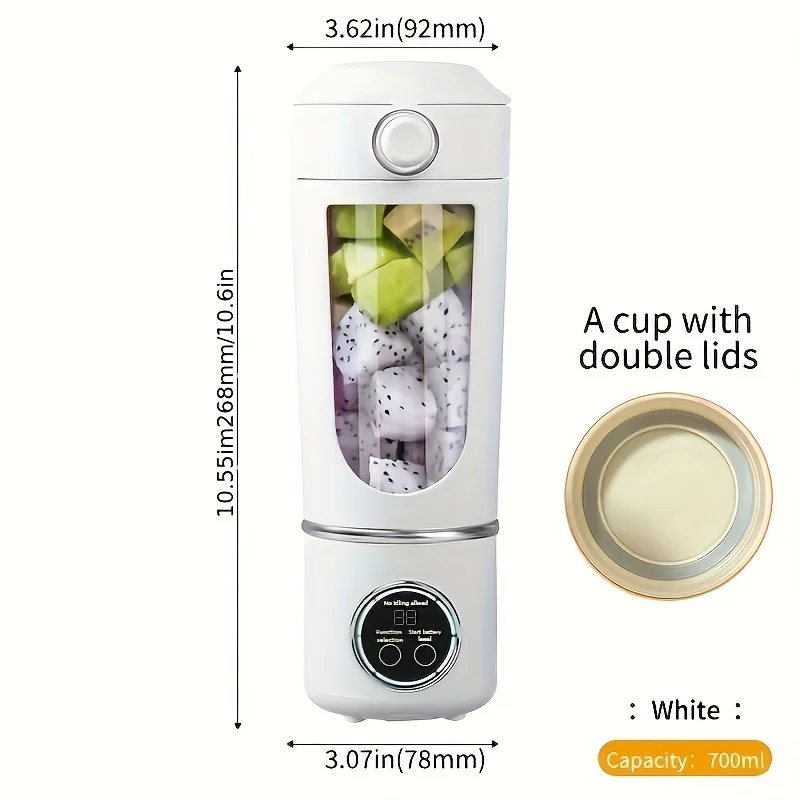 700ML Electric Wireless Digital Display Mixer Portable Juicer Fruit Smoothie Juice Cup Rechargeable Smoothie Juicer 12 Blade