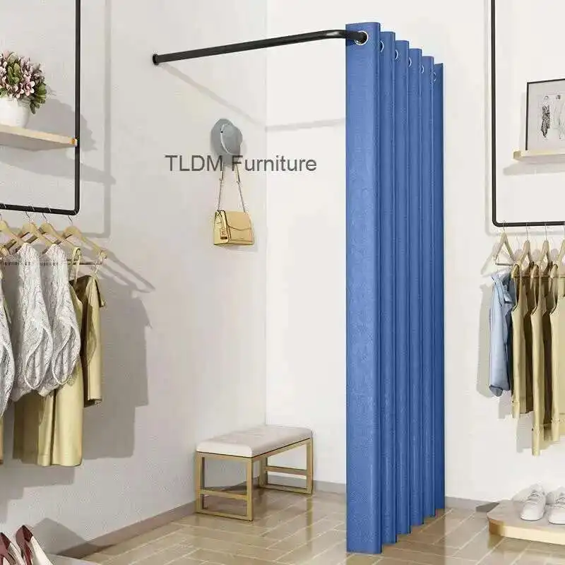 

Clothing Store Clothes Hangers Fitting Room Clothes Racks Simple Carry Dressing Room Hanger L-shaped Wall Track Partition Hanger