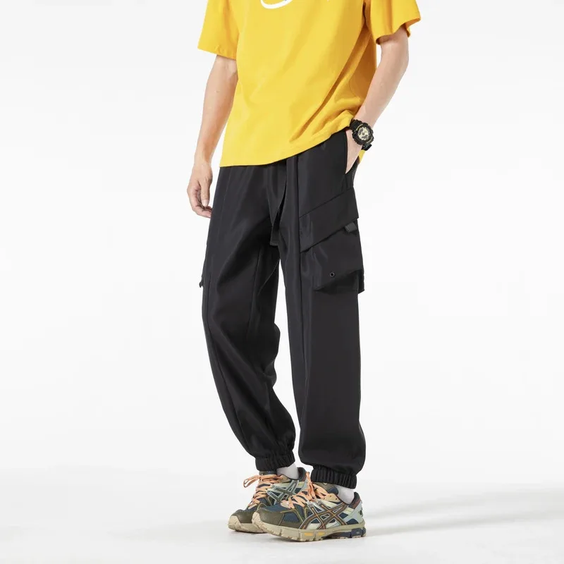 

Cargo Pants Men Lightweight Spring Autumn Men Casual Pants Drawstring High Street Men Daily Wear Trousers Multi-Pockets Pants