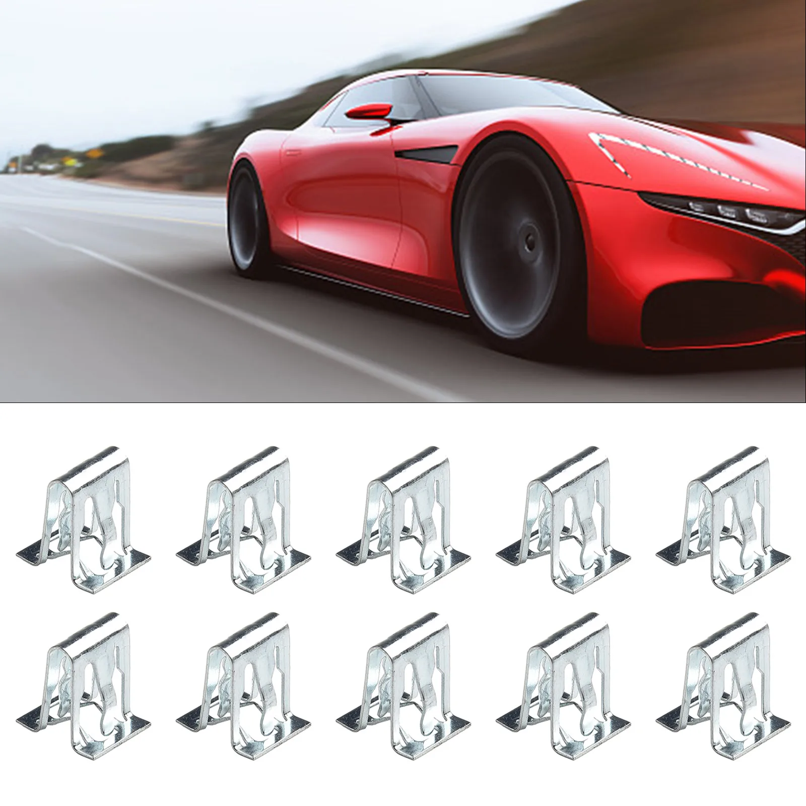 10Pcs Car Metal Retainer Clip Universal Front Console Dash Dashboard Trim Fastener Clip Car Door Trim Panel Lining Clips