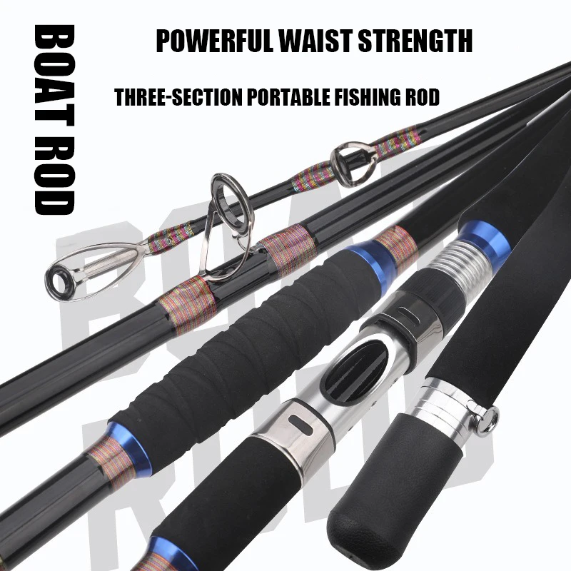 

1.8M 2.1M 2.4M Surf Saltwater Heavy 3-Piece Carbon Fishing Rod Travel Spinning Rod 30-50lb Boat Jigging Trolling Fishing Rod