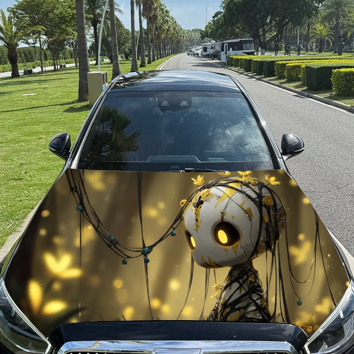 

Dynamic Fluorescent Doll Print car hood stickers, waterproof self-adhesive, scratch resistant, easy to stick, durable car PVC st