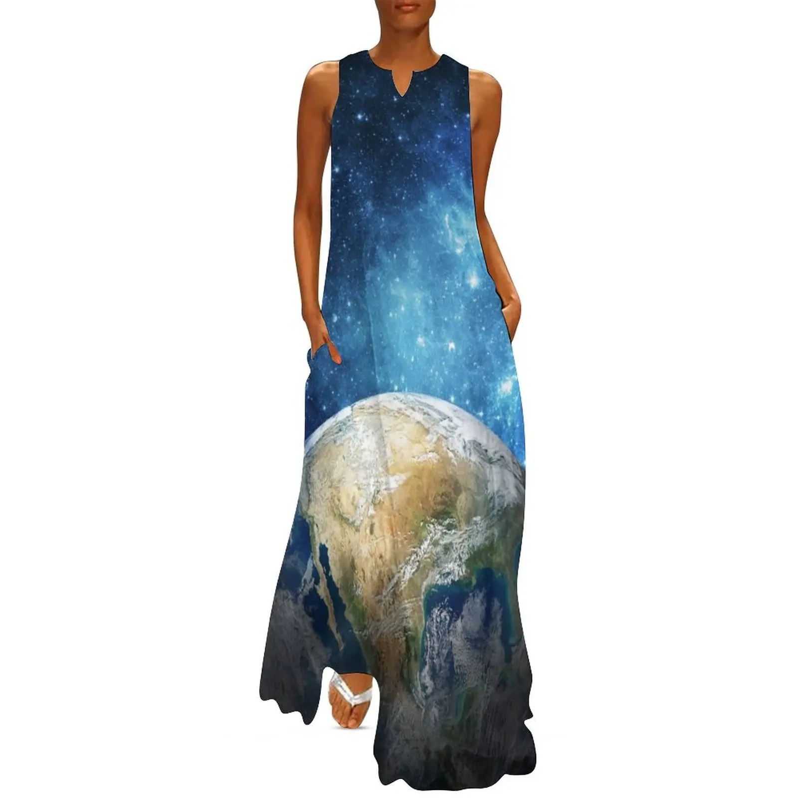 Planet Earth from Space theme. Long Dress women dress birthday dress for women Women