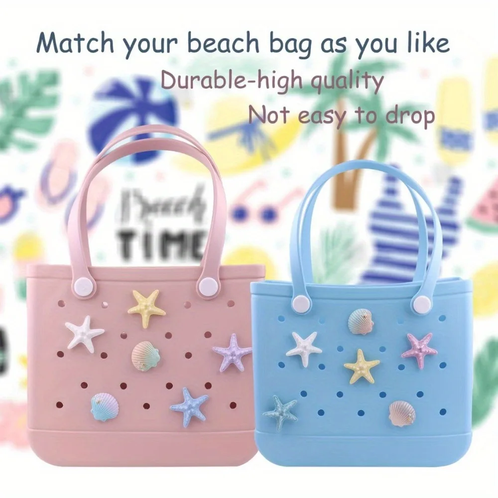 Charms for Bogg Bag, Flowers and Pearls Bogg Bag Accessories, Decoration Charms for Women Rubber Beach Bag Tote Handbag