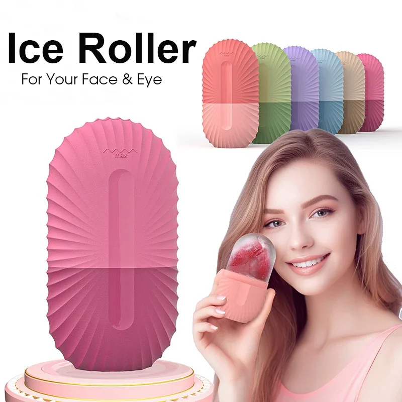 Rolo de gelo de silicone rosto olho reutilizável cubo de gelo rolo facial molde de gelo cuidados com a pele para encolher poros anti rugas reduzir inchaço