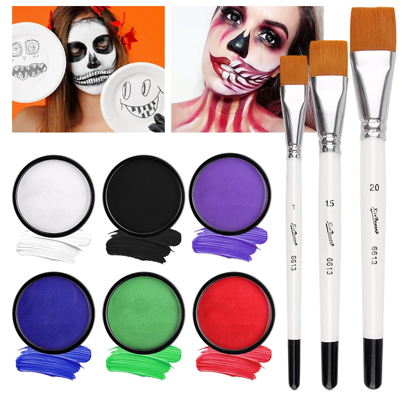 لوحة رسم للوجه والجسم 30 جرام، غير سامة وآمنة أحادية اللون تعتمد على الوجه والجسم، مكياج للحفلات التنكرية، مهرجان الهالوين #1