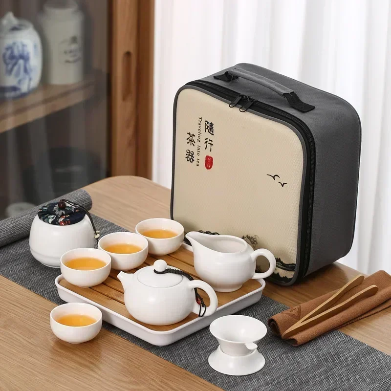 

Tea Set Purple Clay Portable Teapot Set Outdoor Travel Gaiwan Tea Cups of Tea Ceremony Teacup Fine Gift Organizer