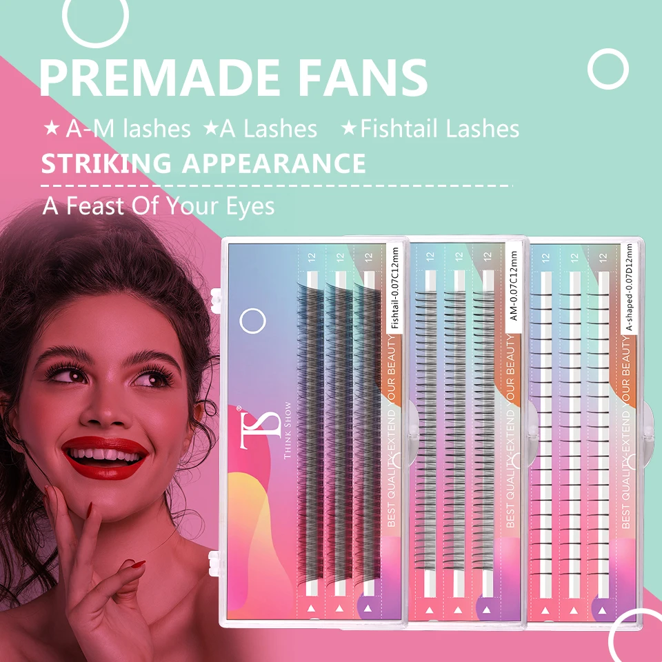 THINKSHOW A/M Shape Fish Tail Cluster Eyelashes Extension Fans Spikes Lash Natural Fluffy False Eyelashes DIY Eye Makeup Lashes