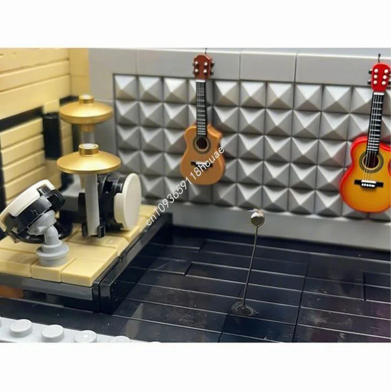 4147 Uds. MOC Grimmauld tienda de guitarra Townhomes tienda de música bloques de construcción Modular juguetes DIY para niños educación regalos de navidad