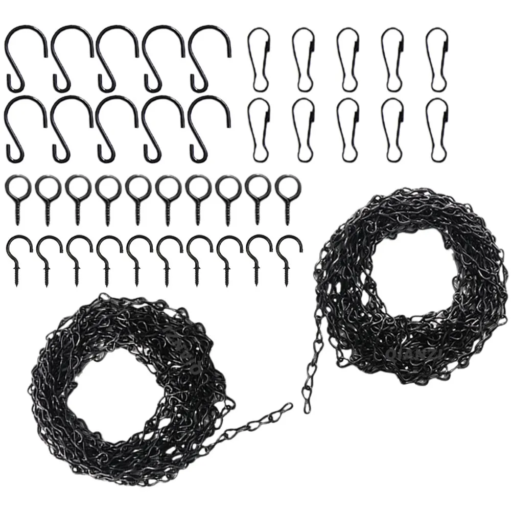 1Set Hanging Chain Set Garden Plant Hangers Heavy Duty Iron Hooks for Hanging Baskets Bird Feeders Lanterns Small Chain