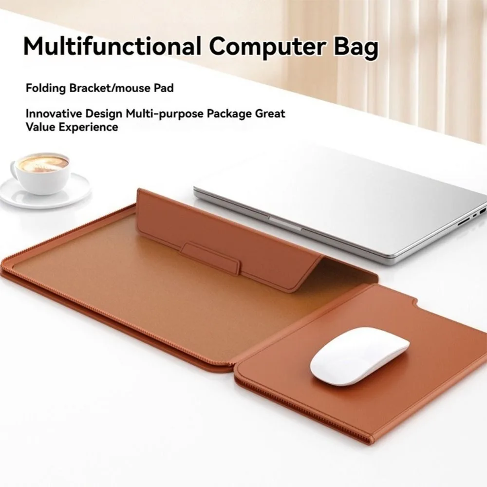 13-14/15-16 Inch Laptop Sleeve Holder Automatic Closing with Stand Notebook Case Multifunction Leather for Macbook Air