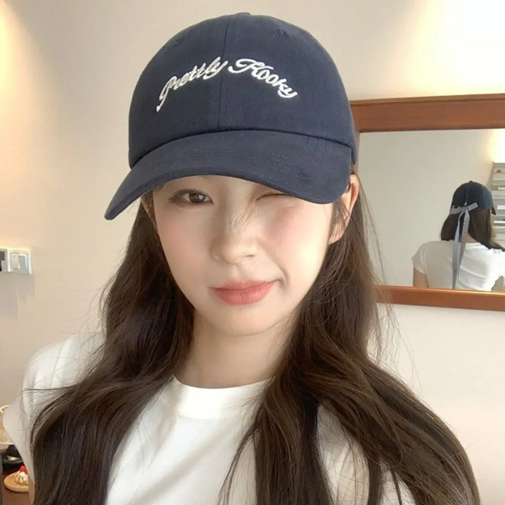 

Cotton Letter Baseball Cap Adjustable Dome Bow Strap Baseball Cap Korean Version UV Protection Plaid Bow Protection Hats Hiking