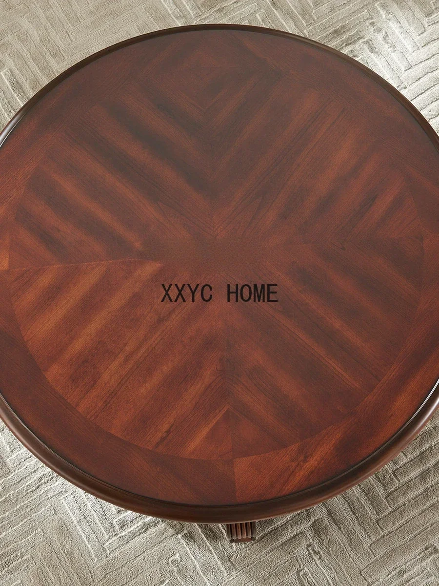 American Country Solid Wood round Coffee table Living Room Walnut Tea  Simple Coffee