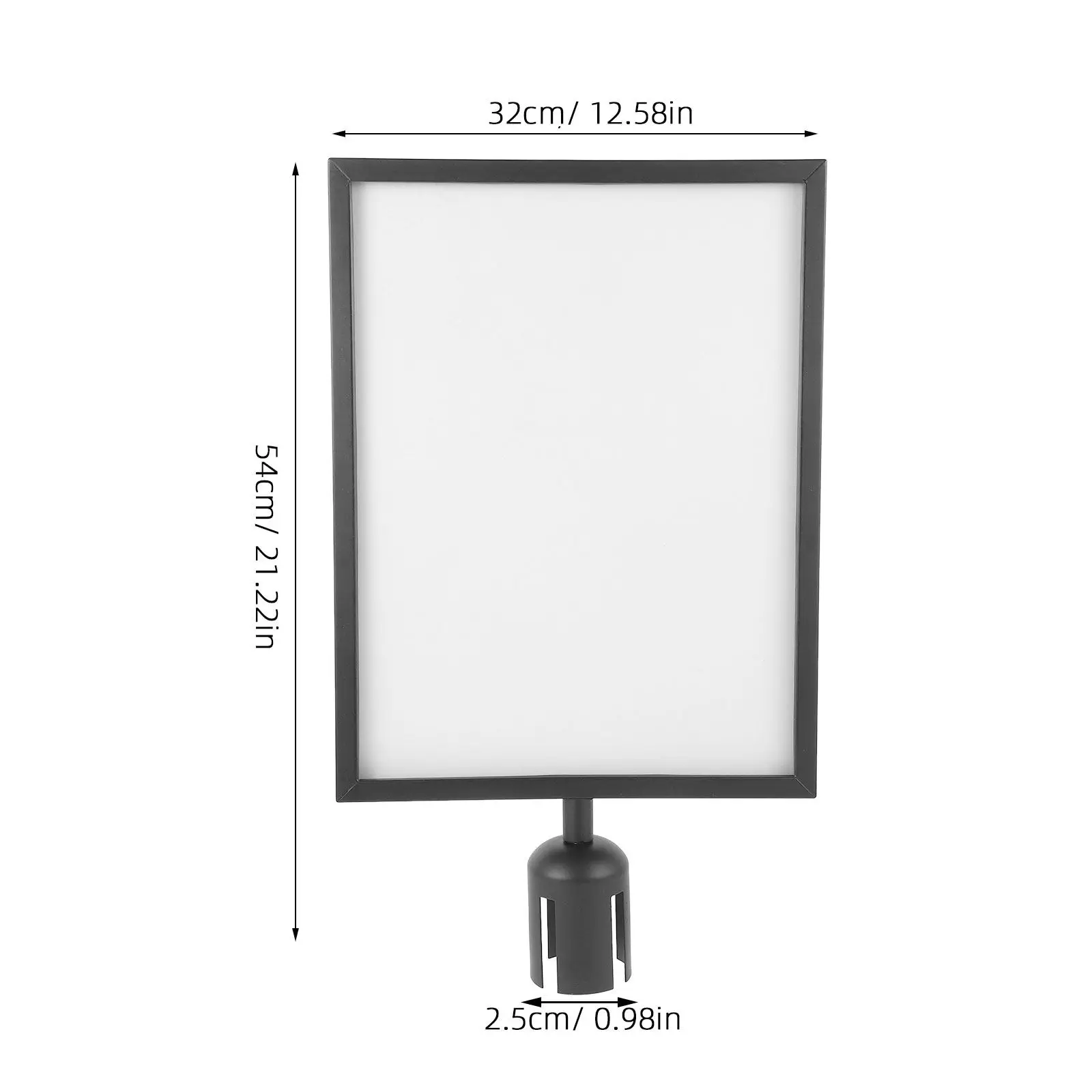 A3 Stanchion Sign Holder Vertical Stainless Steel Portrait Display Frame for Retractable Belt Queue Barrier